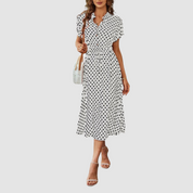 Kristen™ Elegant Polka Dot Midi Dress