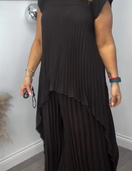 Sherry™ Pleated Midi Top & Wide-Leg Pants Set