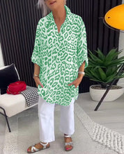 Isobel™ Elegant Leopard Printed Collar Blouse