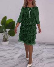 Claire™ Elegant Layered Polka Dot Dress