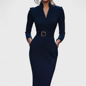 Maye™ Refined Black Dress + FREE belt