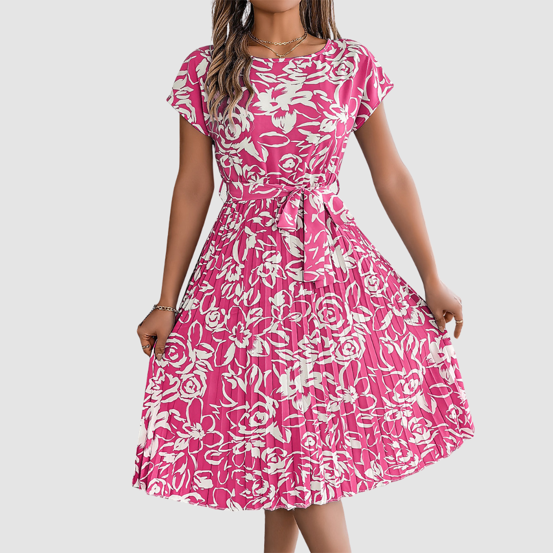 Rosie™ Elegant Floral Pleated Dress