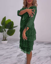 Claire™ Elegant Layered Polka Dot Dress
