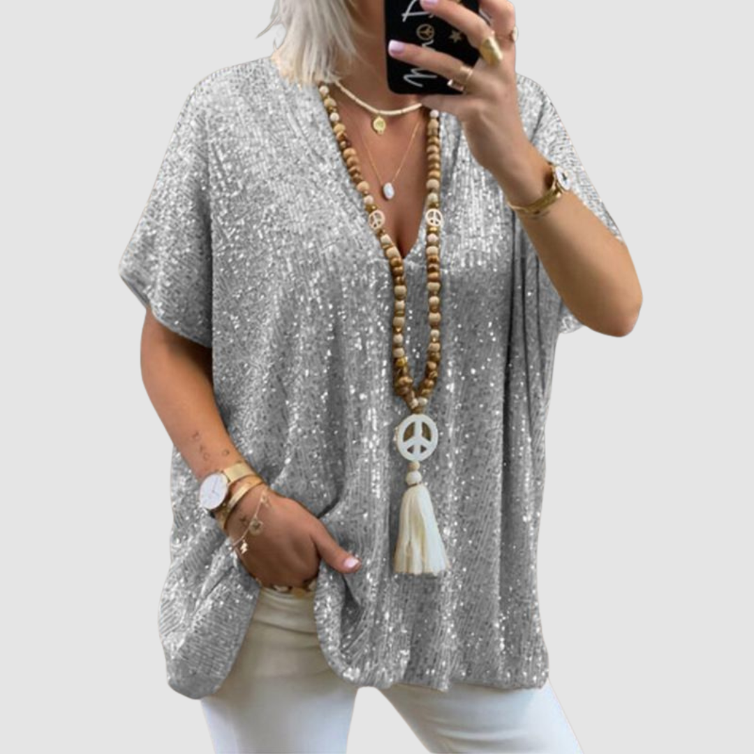 Fayne™ V-Neck Sequin Top