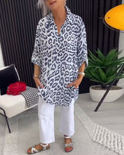 Isobel™ Elegant Leopard Printed Collar Blouse