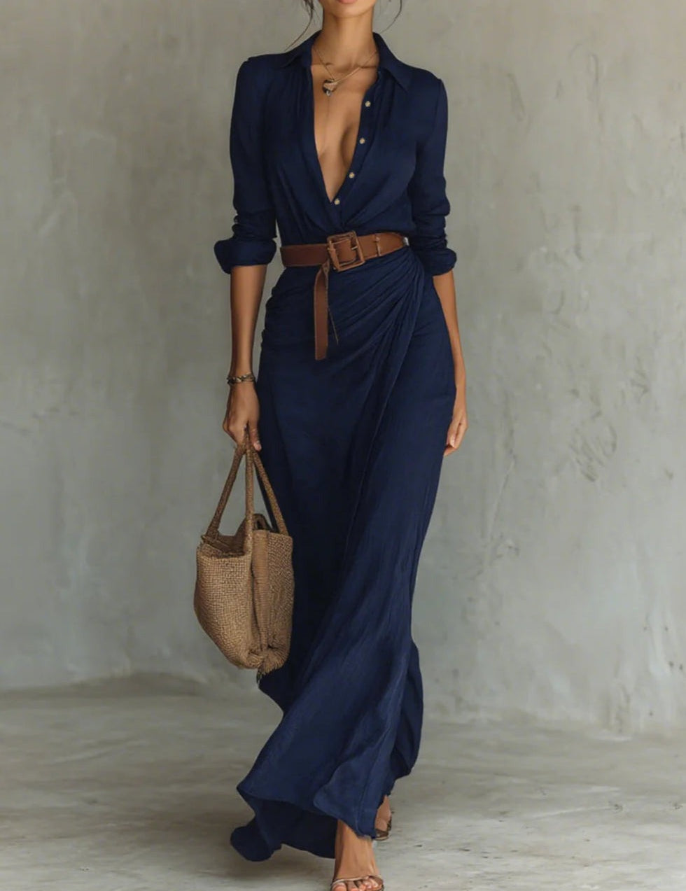 Gwen™ Elegant Casual Shirt Dress + FREE Belt