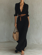 Gwen™ Elegant Casual Shirt Dress + FREE Belt