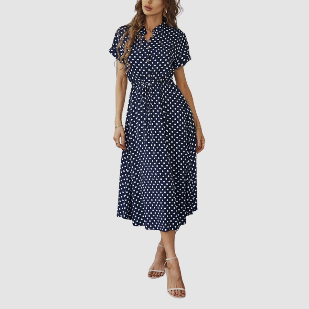 Kristen™ Elegant Polka Dot Midi Dress