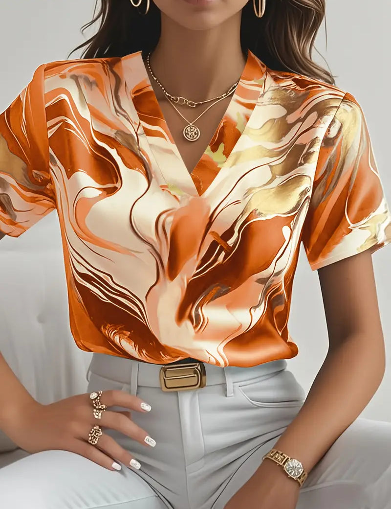 Mildred™ Marble Print Short Sleeve Shirt