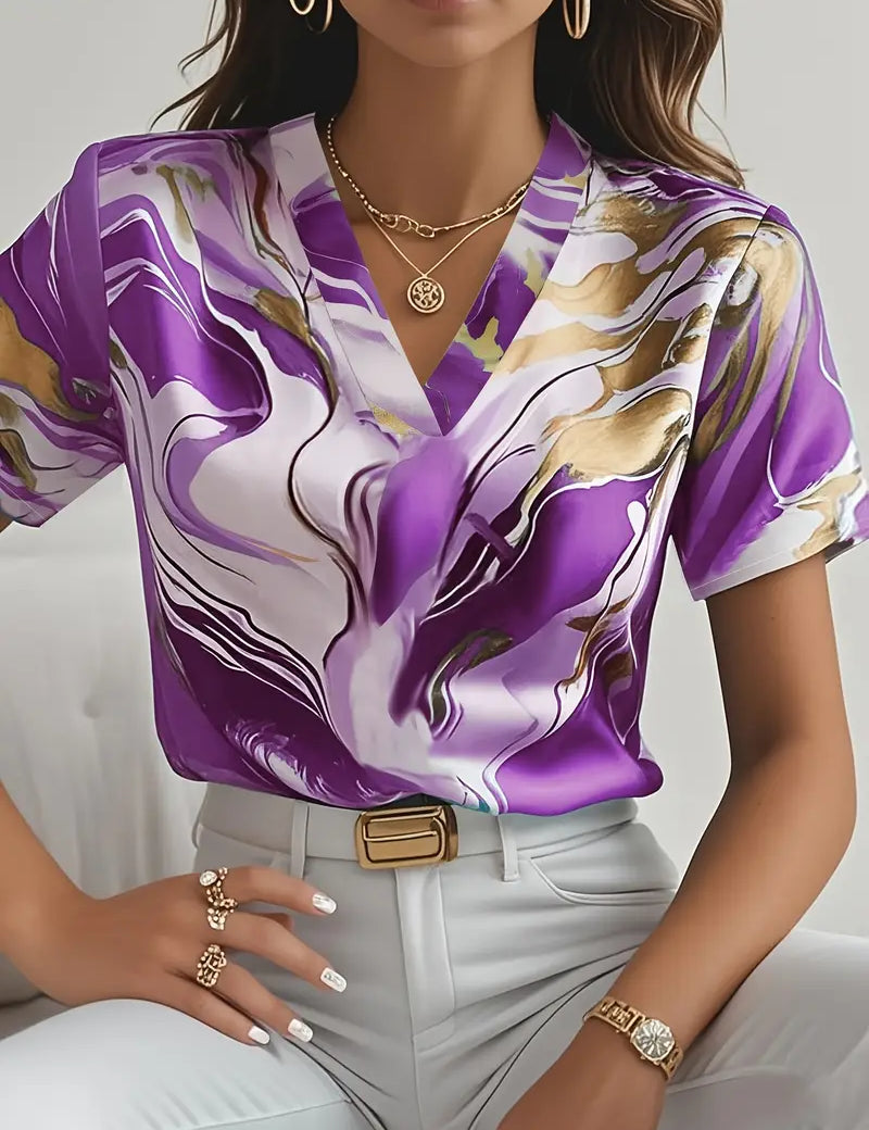 Mildred™ Marble Print Short Sleeve Shirt