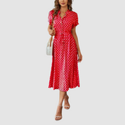 Kristen™ Elegant Polka Dot Midi Dress