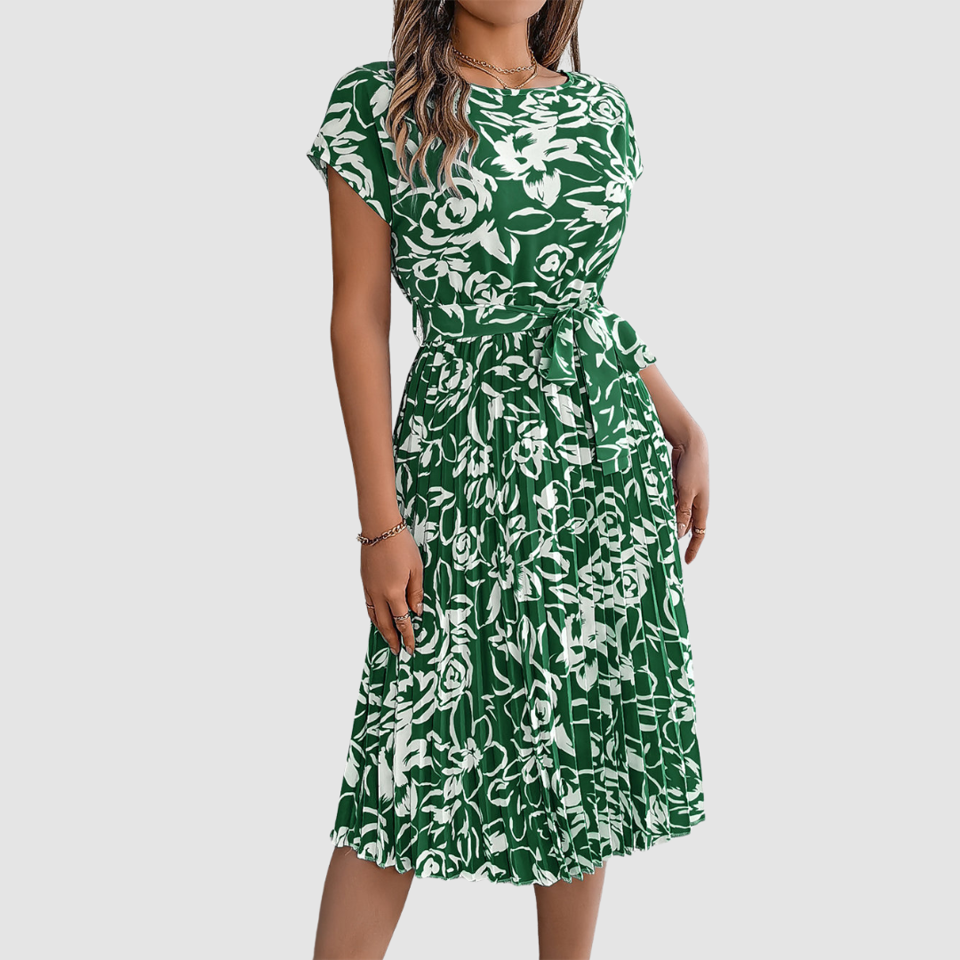 Rosie™ Elegant Floral Pleated Dress