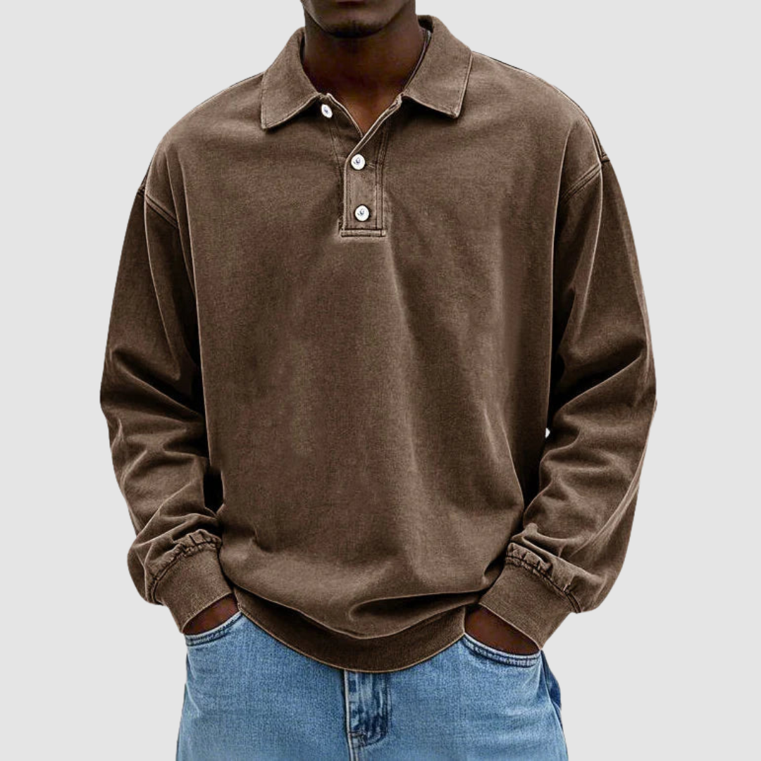 Maxime™ Vintage Long Sleeve Polo Shirt