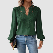 Sondra™ Luxury Lace Blouse with V-Neck