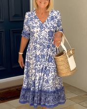 Penelope™ Elegant Floral V-Neck Dress