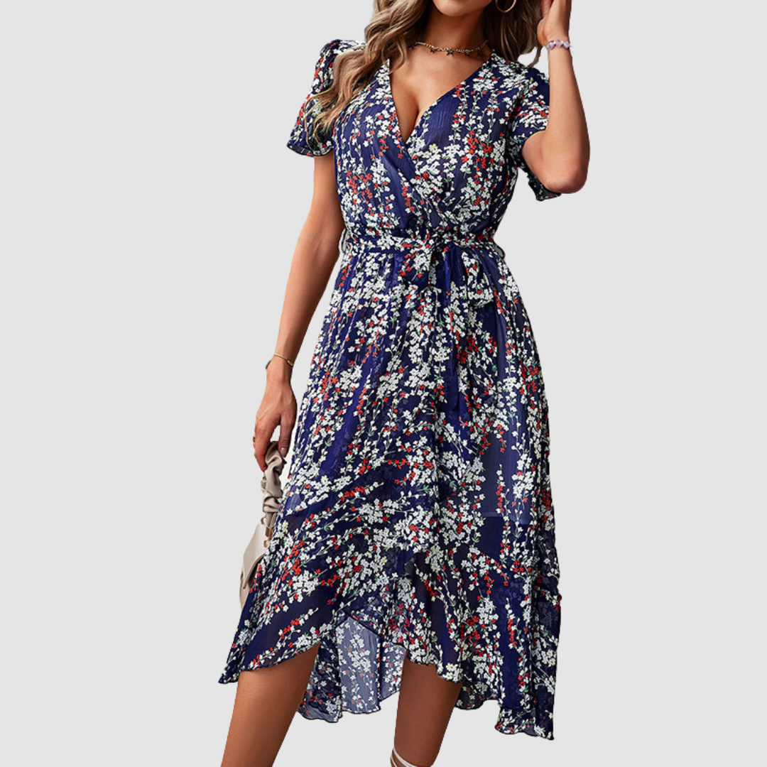 Jamie™ Casual Printed Petal Sleeve Dress