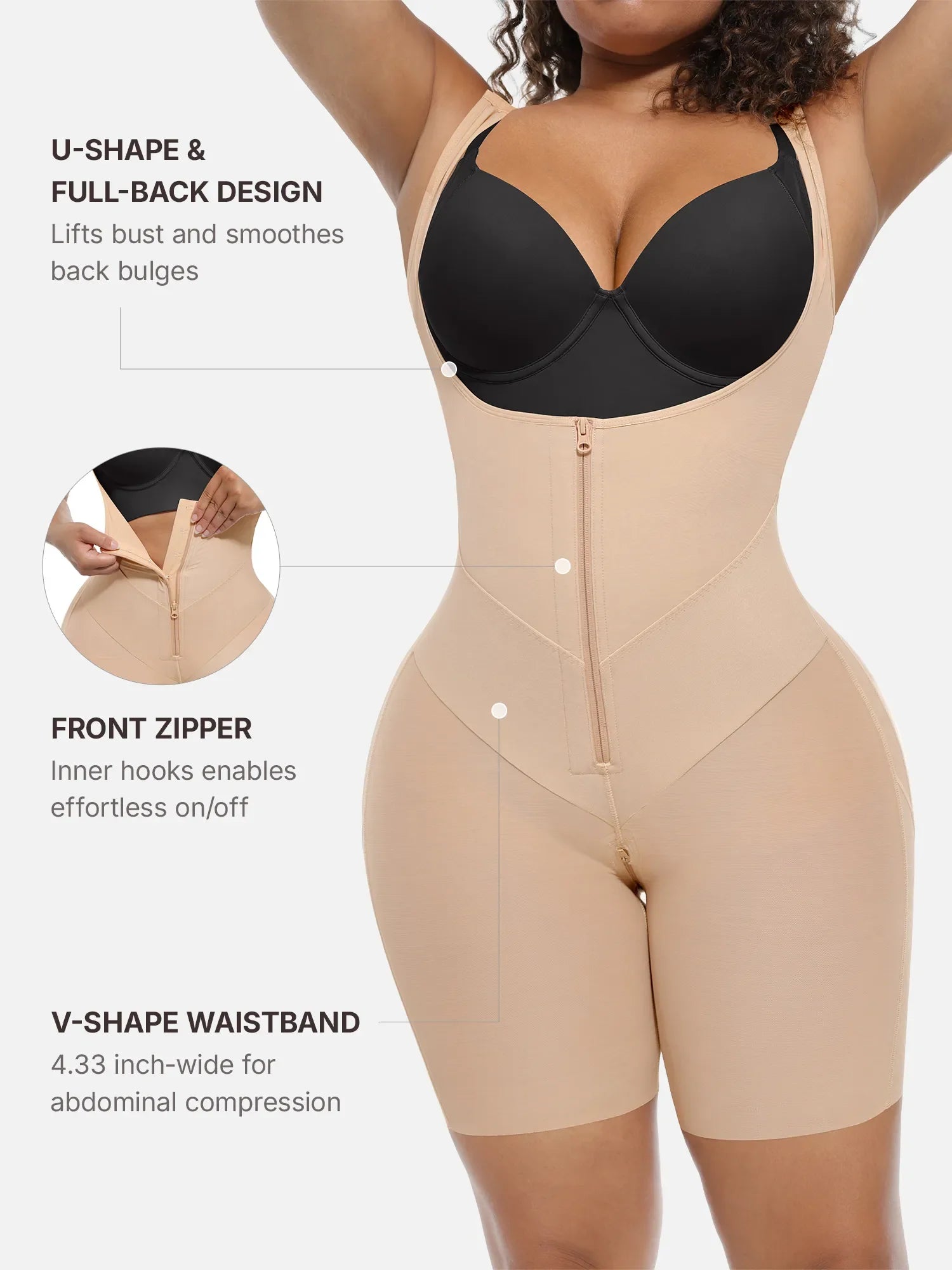 U-Shaped Faja Tummy Control Butt Lift Bodysuit