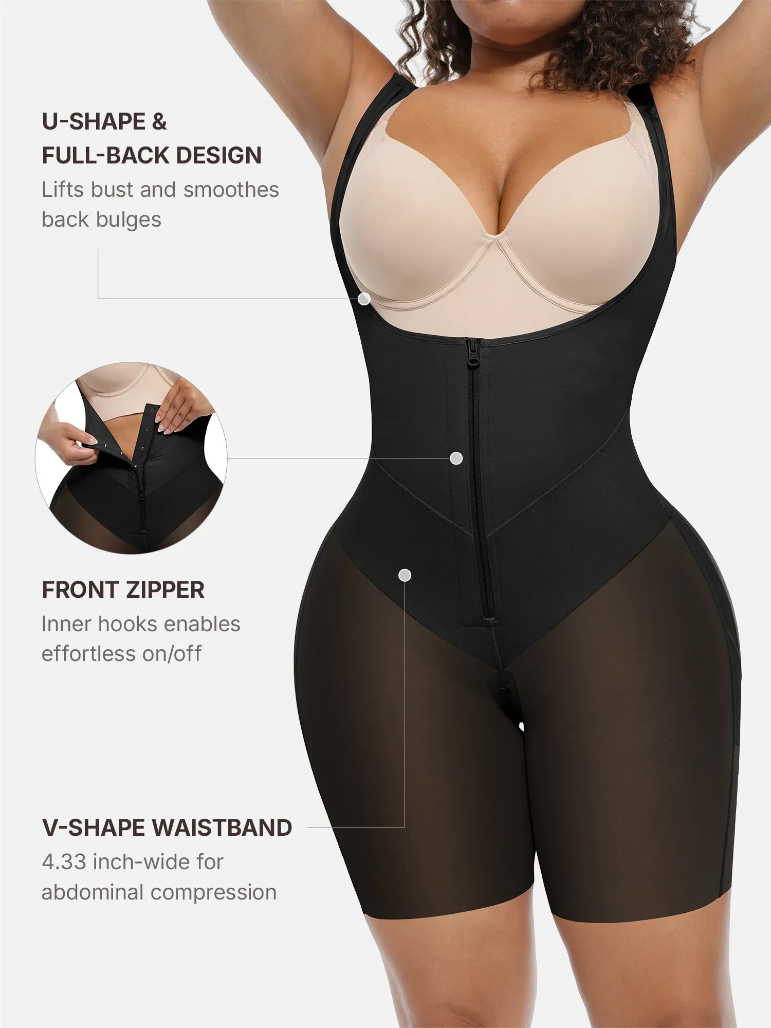 U-Shaped Faja Tummy Control Butt Lift Bodysuit