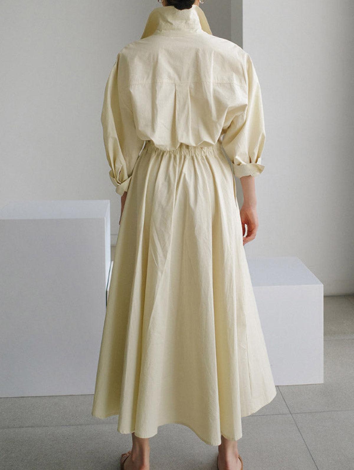 Elsie™ Elegant Button Lapel Midi Dress