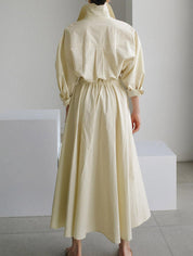 Elsie™ Elegant Button Lapel Midi Dress