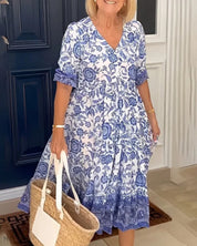 Penelope™ Elegant Floral V-Neck Dress