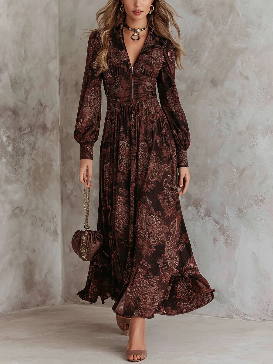 Amelia™ Paisley Zip Maxi Dress
