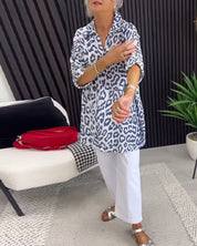 Isobel™ Elegant Leopard Printed Collar Blouse