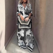 Linette™ Printed V-Neck Top & Long Pants